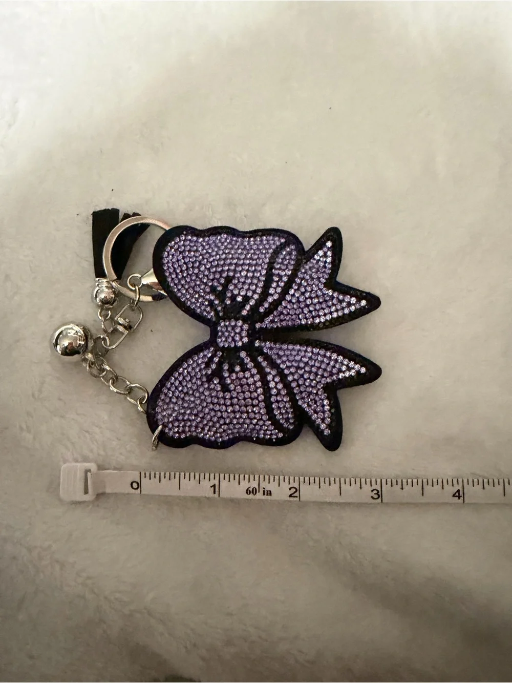 Lavender/ Black Rhinestone Bow Key & Bag Charm